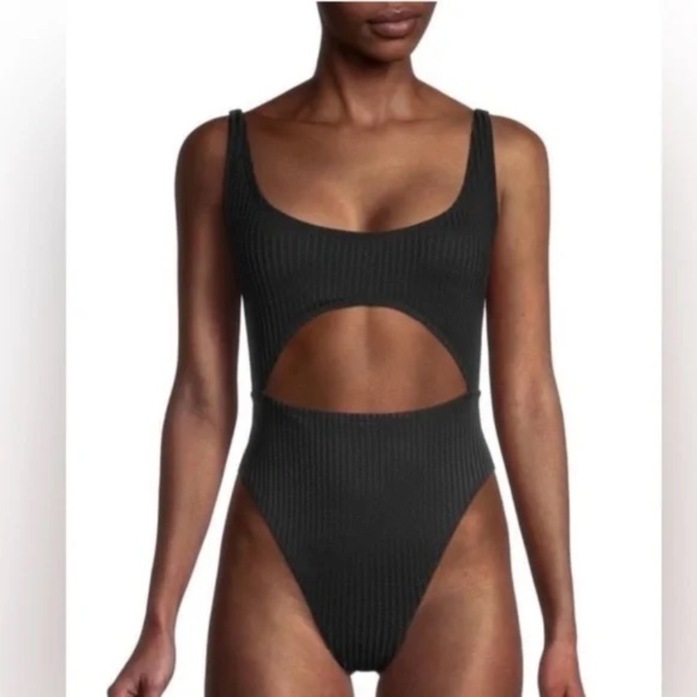 BCBGeneration Black Ribbed Cutout Swimsuit One piece - Size M